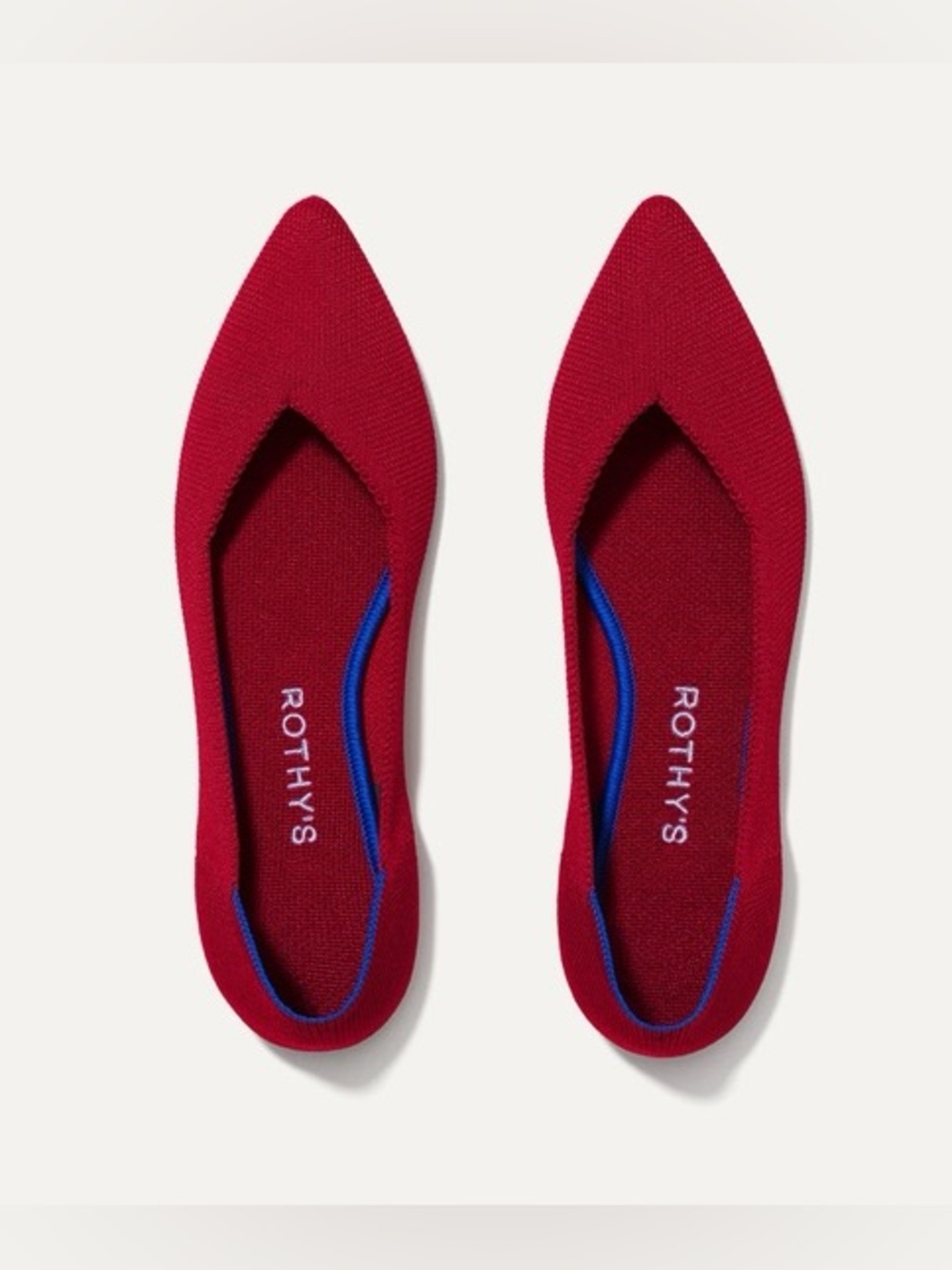 Rothy's The Point flats in chili red, size 11
